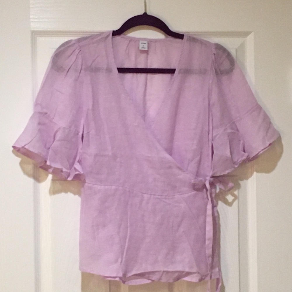 Sheer wrap front waist tie top -size S - NWT
